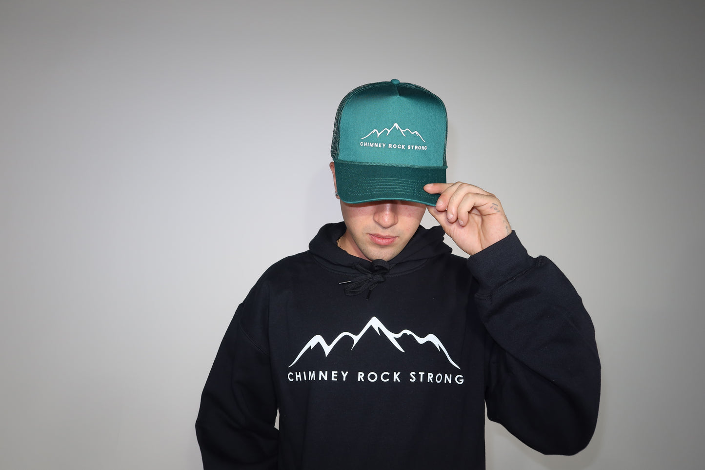 Chimney Rock Strong  Forest Green Trucker Hat Unisex